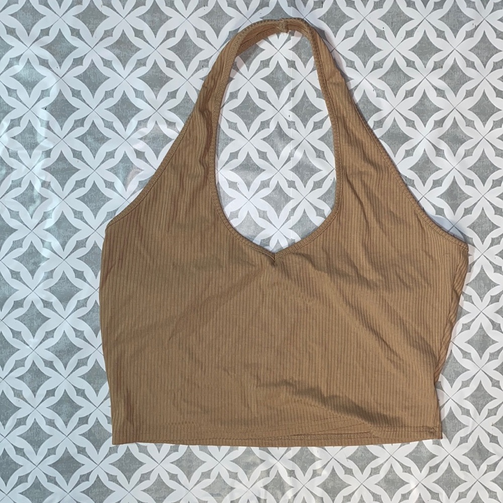 Tan Halter Crop Top